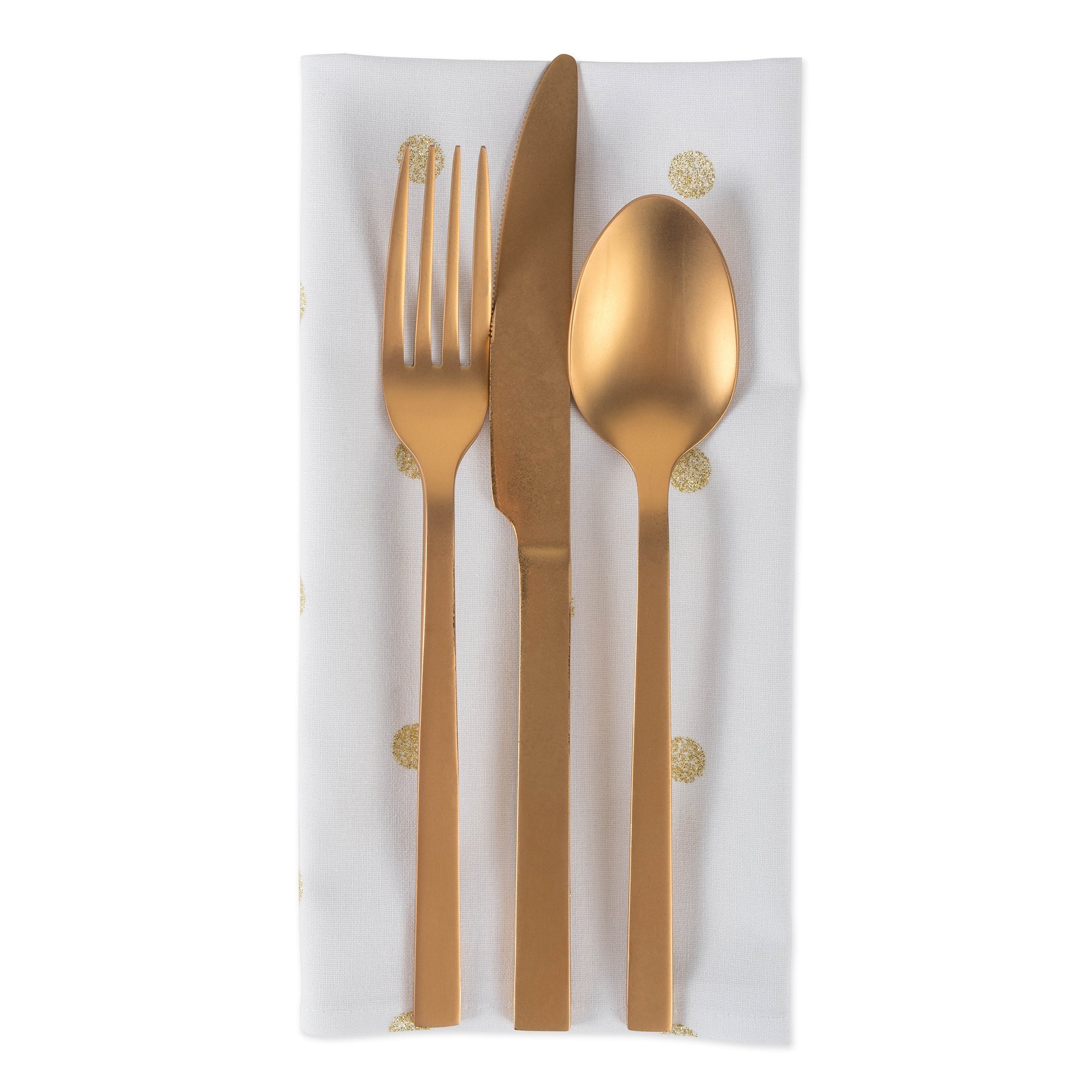 Metallic White & Gold Polka Dot Napkins, Set Of 4