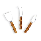 Natural Bamboo Handle Cheese Knives in Gift Box, Set of 3