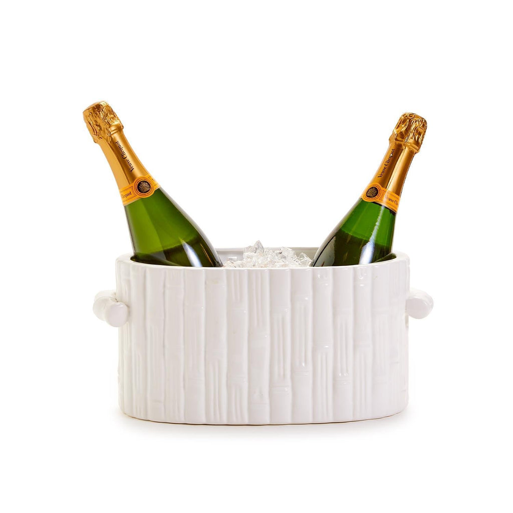 Faux Bamboo Oval Centerpiece / Cachepot with Handles