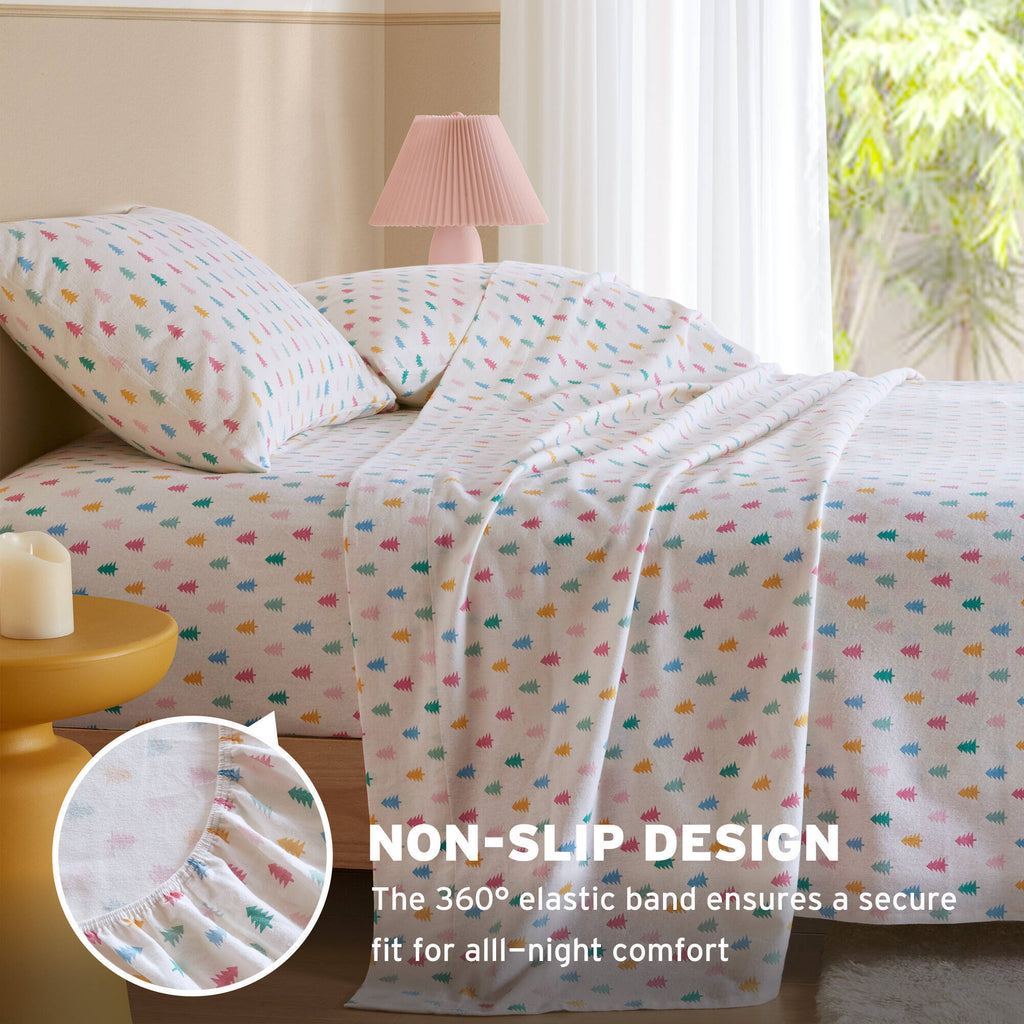 Tree Block 100% Cotton Flannel Pigment Printed Sheet Set