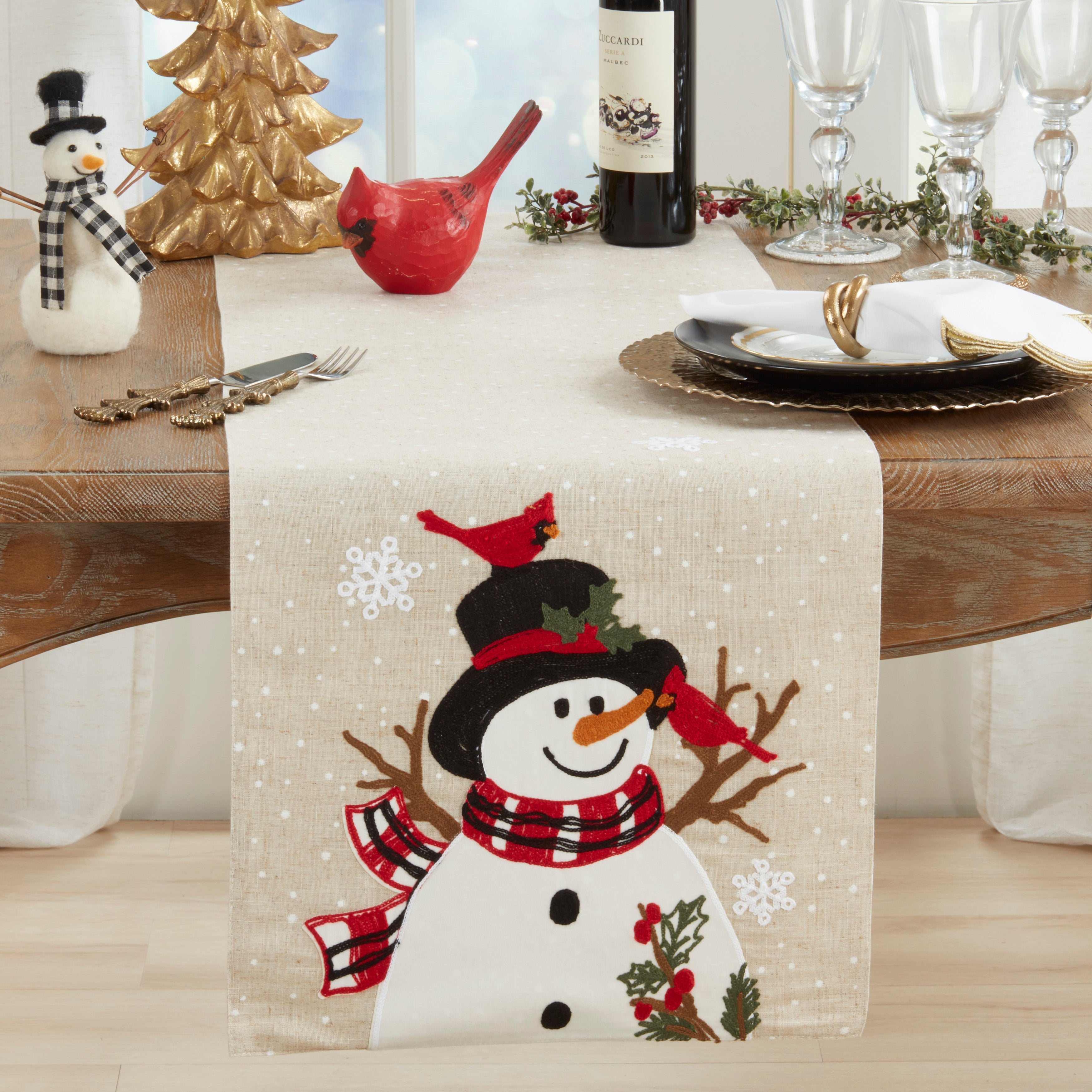 Snowman & Cardinals Table Runner