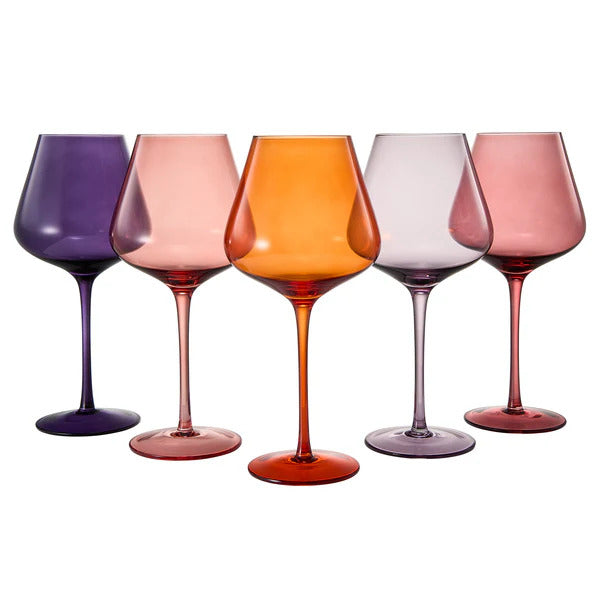 Stagioni Stemmed Wine Glassware, Set of 5, Summer Sunset