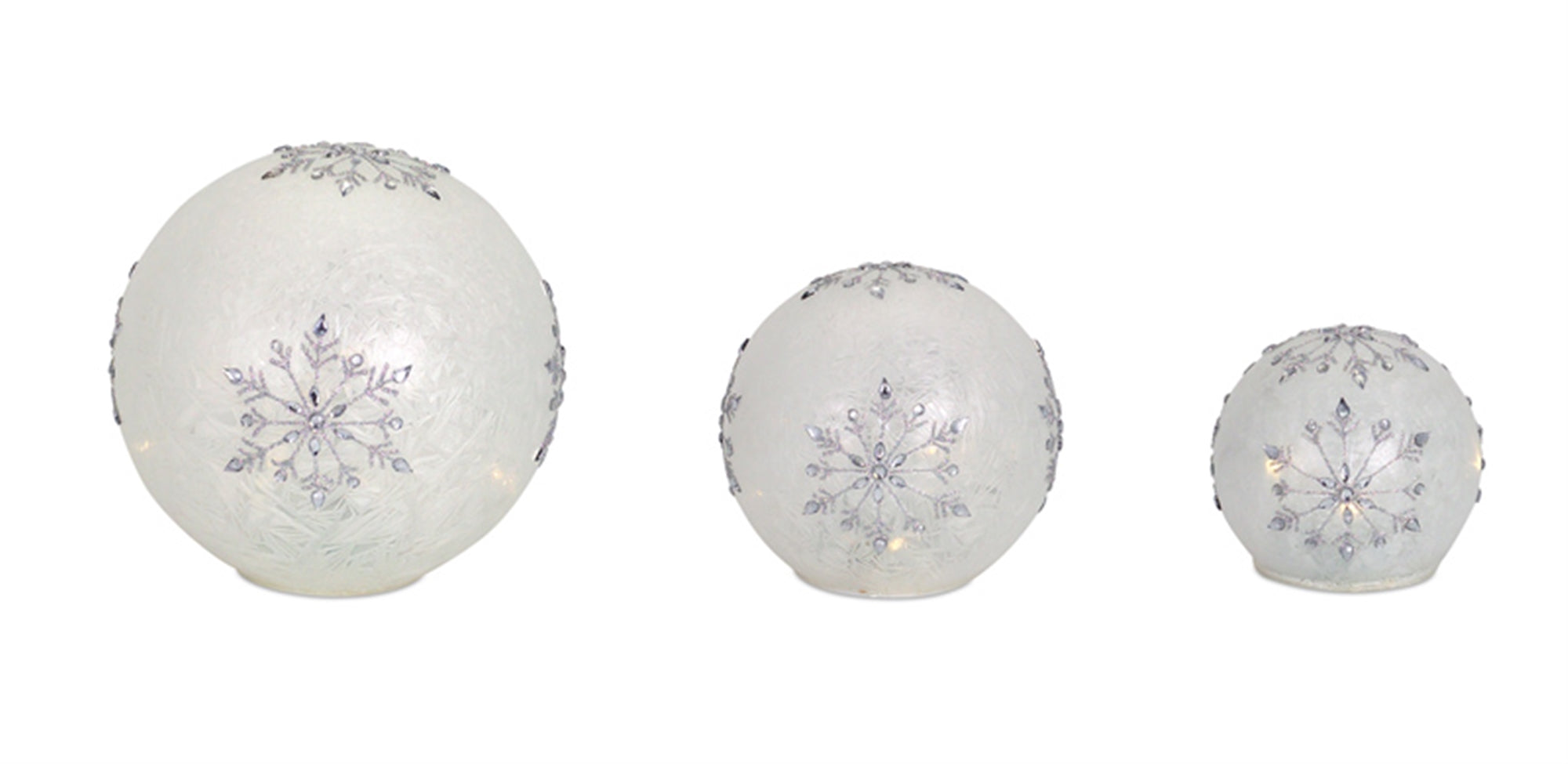 LED Frosted Snowflake Jewel Globe, Set of 3