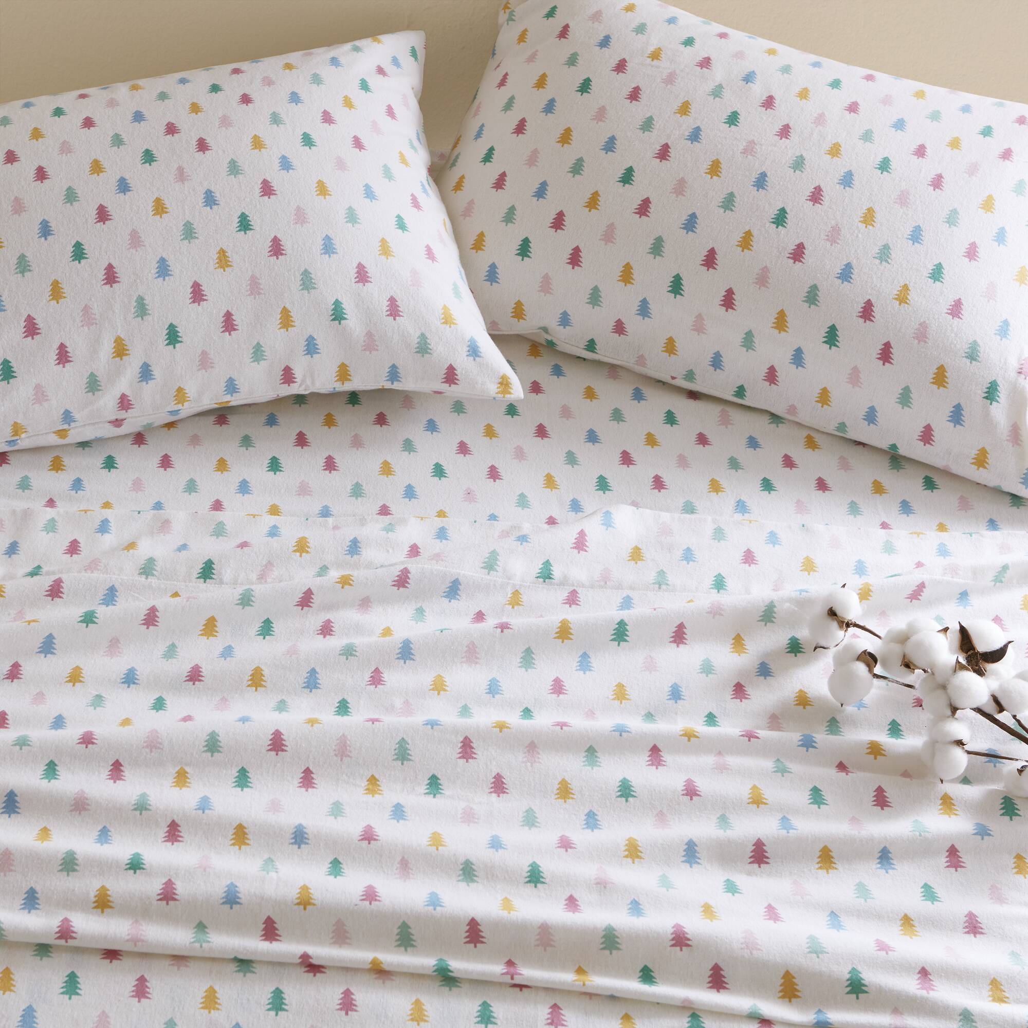 Tree Block 100% Cotton Flannel Pigment Printed Sheet Set