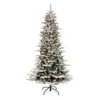 6.5 ft Pre-lit Slim Flocked Aspen Fir Artificial Christmas Tree with Clear Lights & Metal Stand