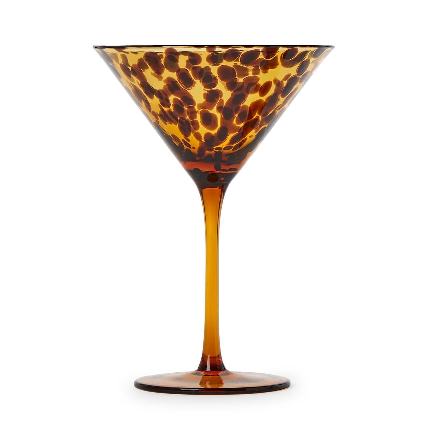 Tortoise Print Martini Glass, Set of 4