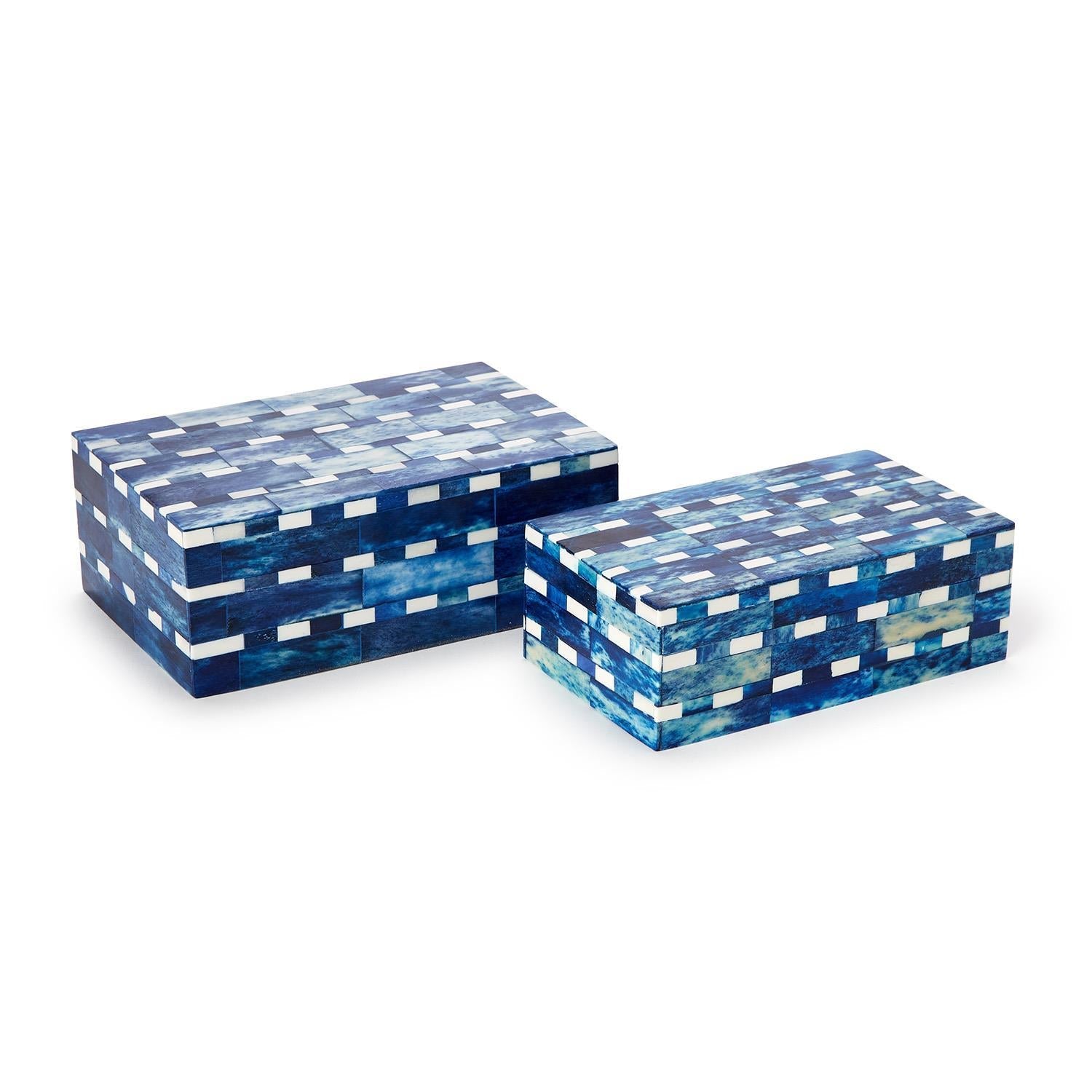 Indigo Covered Box, Set of 2