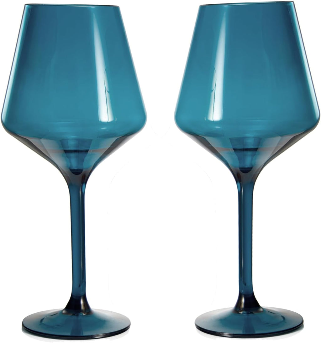 Saint Tropez Acrylic Stemmed Wine Glassware, Set of 2 Muted Blue