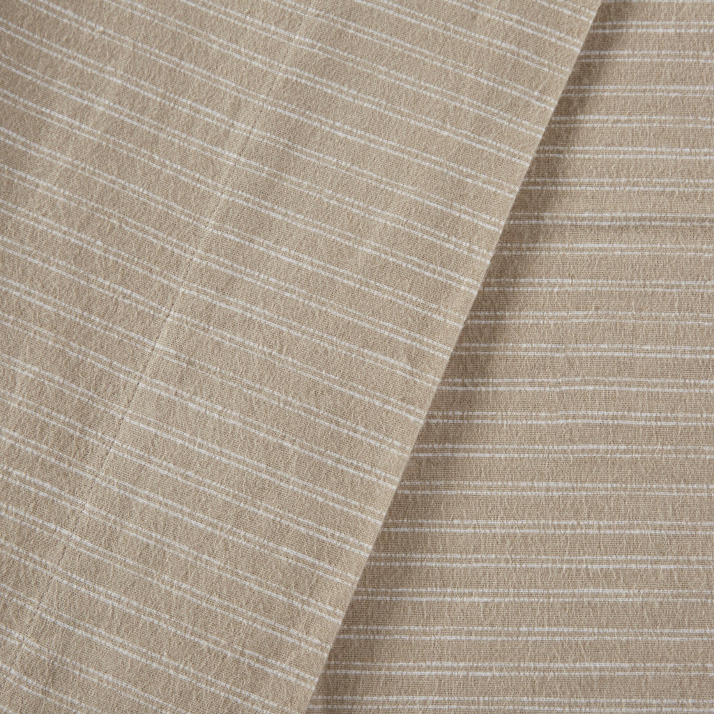 Beige & White Stripes 100% Cotton Flannel Printed Sheet Set