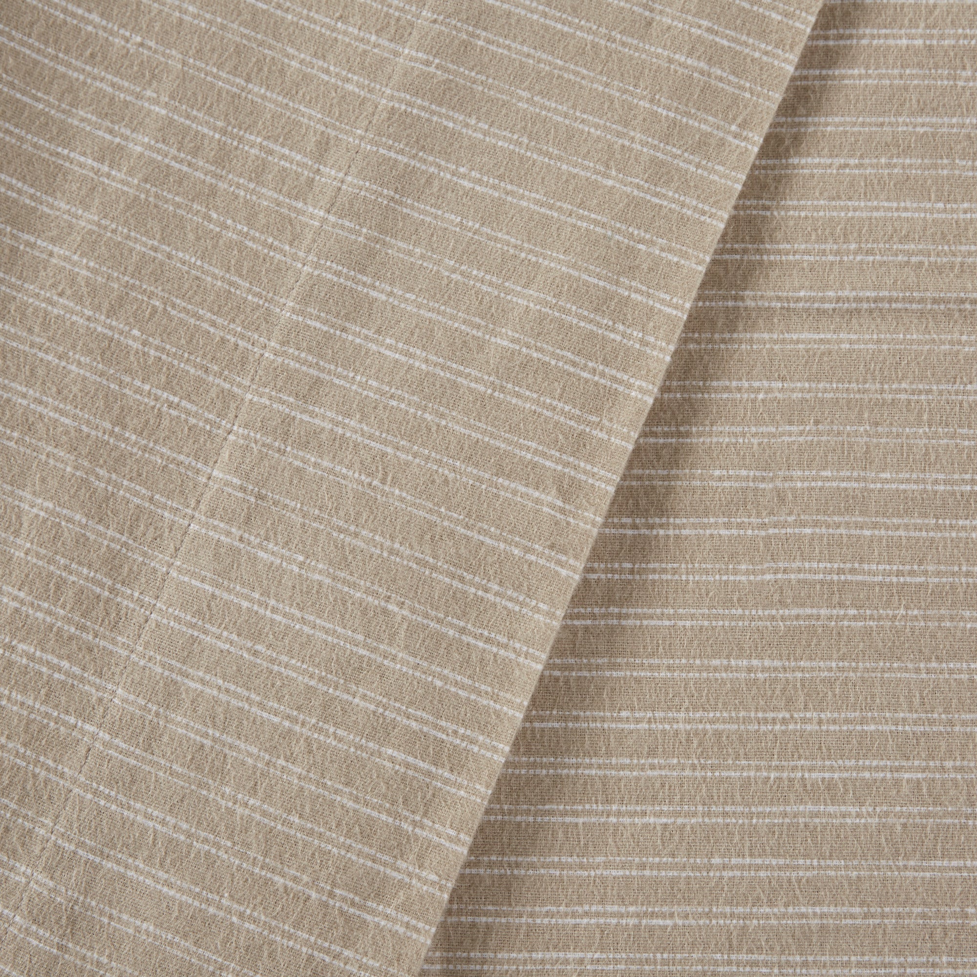 Beige & White Stripes 100% Cotton Flannel Printed Sheet Set