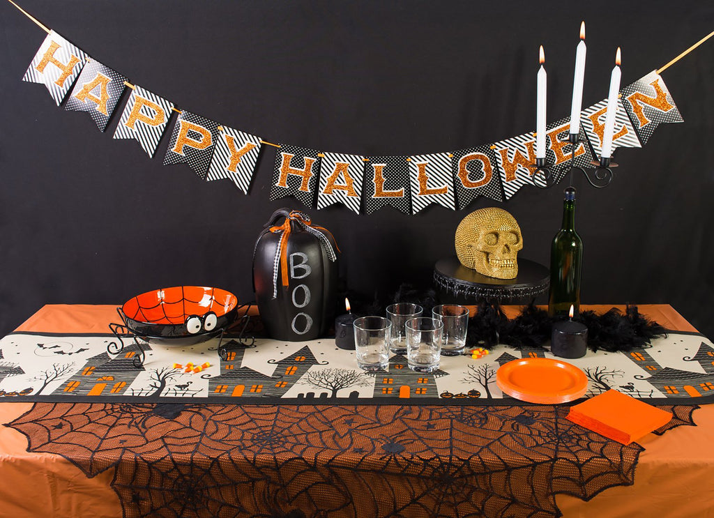 Haunted House Jute Table Runner