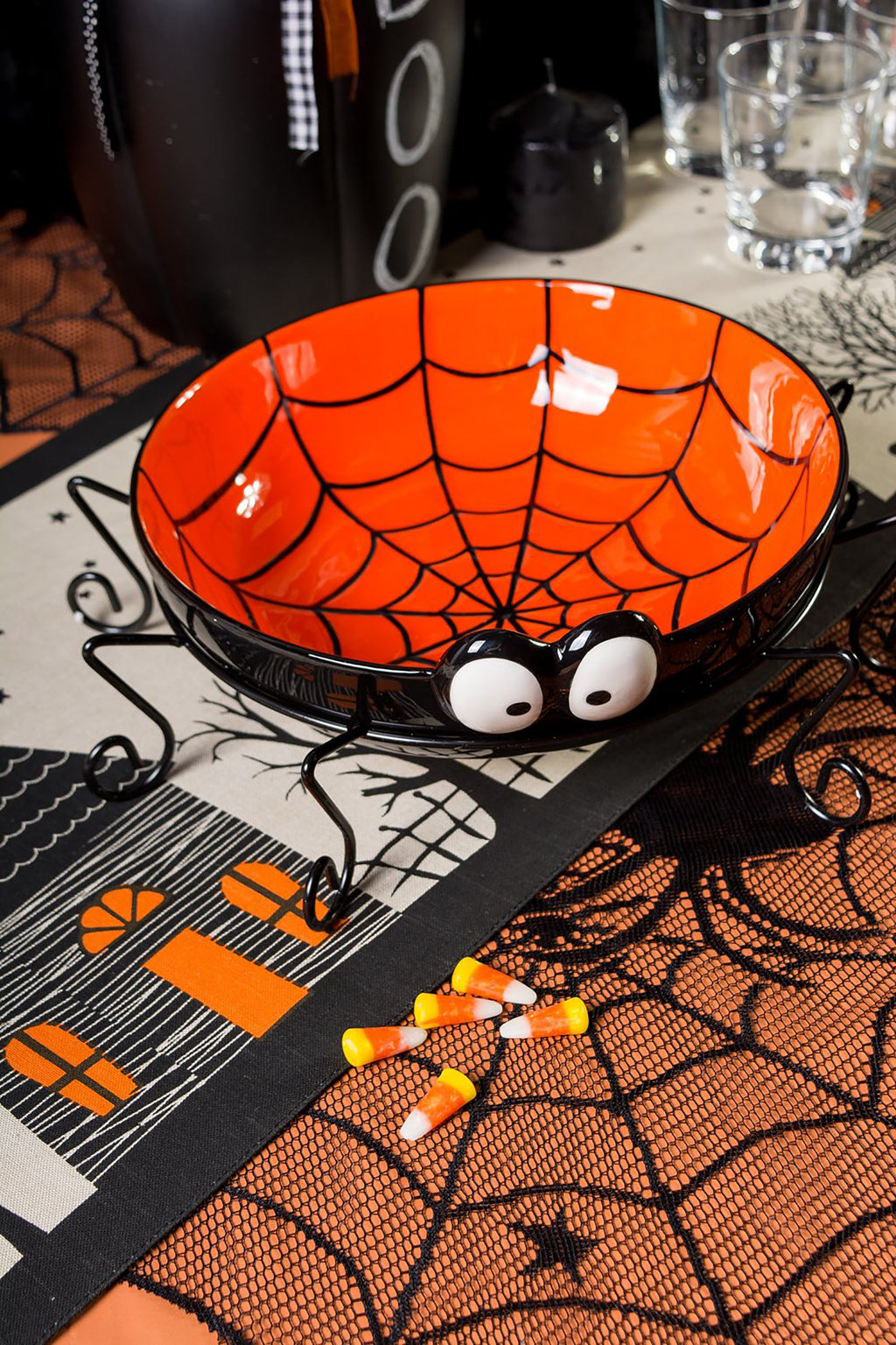 Haunted House Jute Table Runner