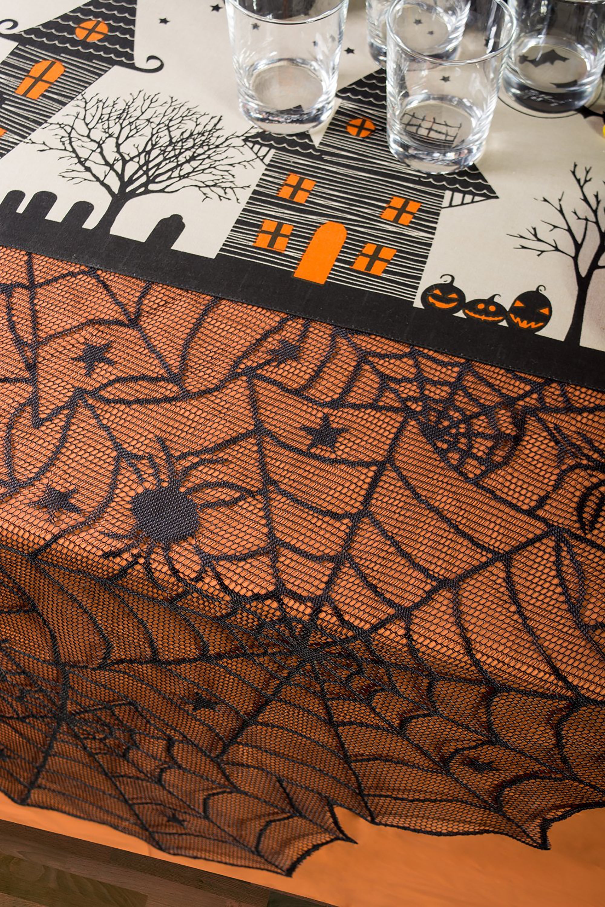 Haunted House Jute Table Runner
