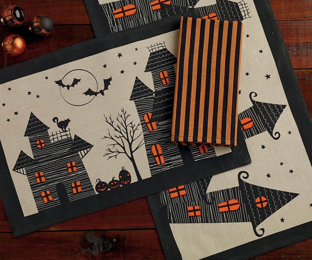 Haunted House Jute Table Runner