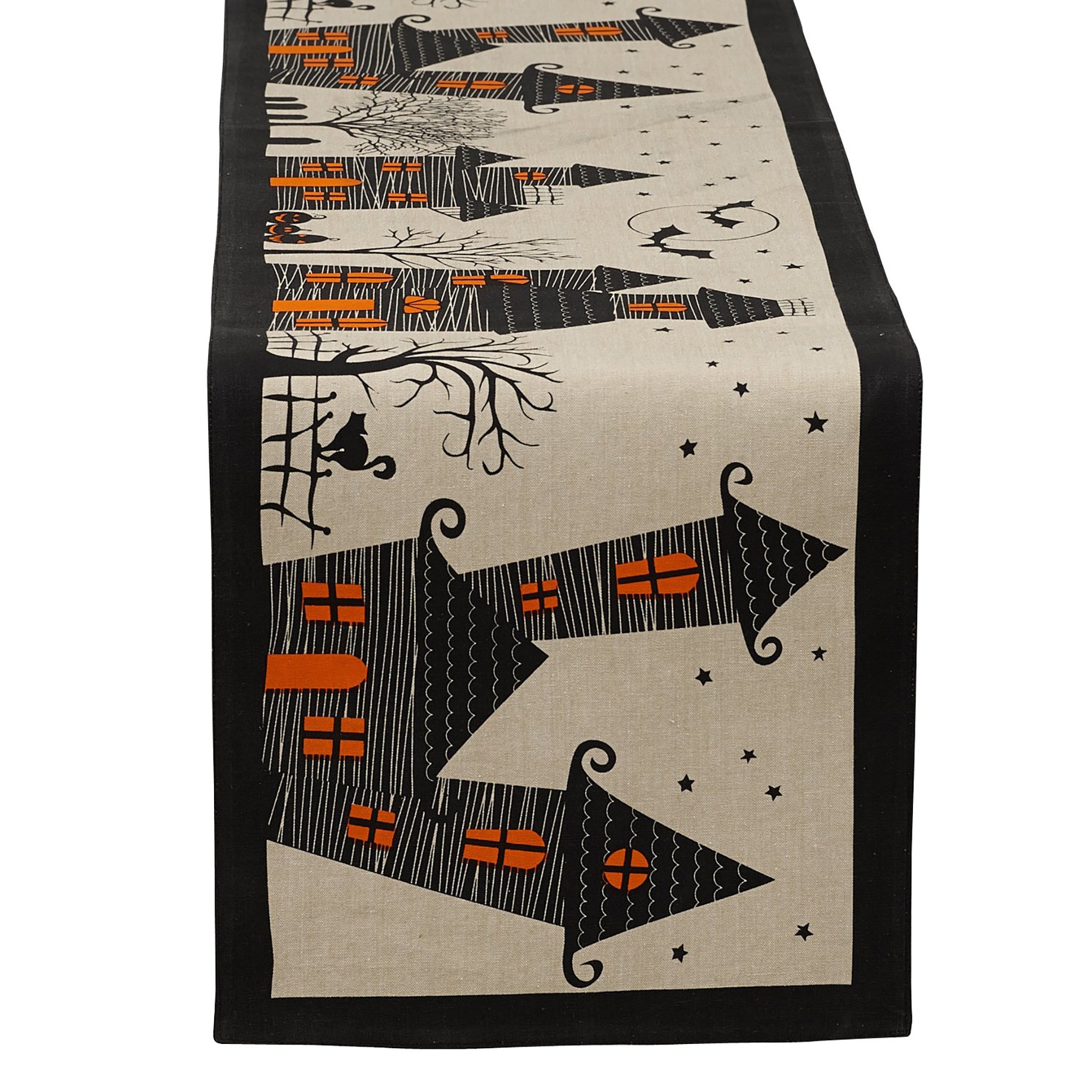 Haunted House Jute Table Runner