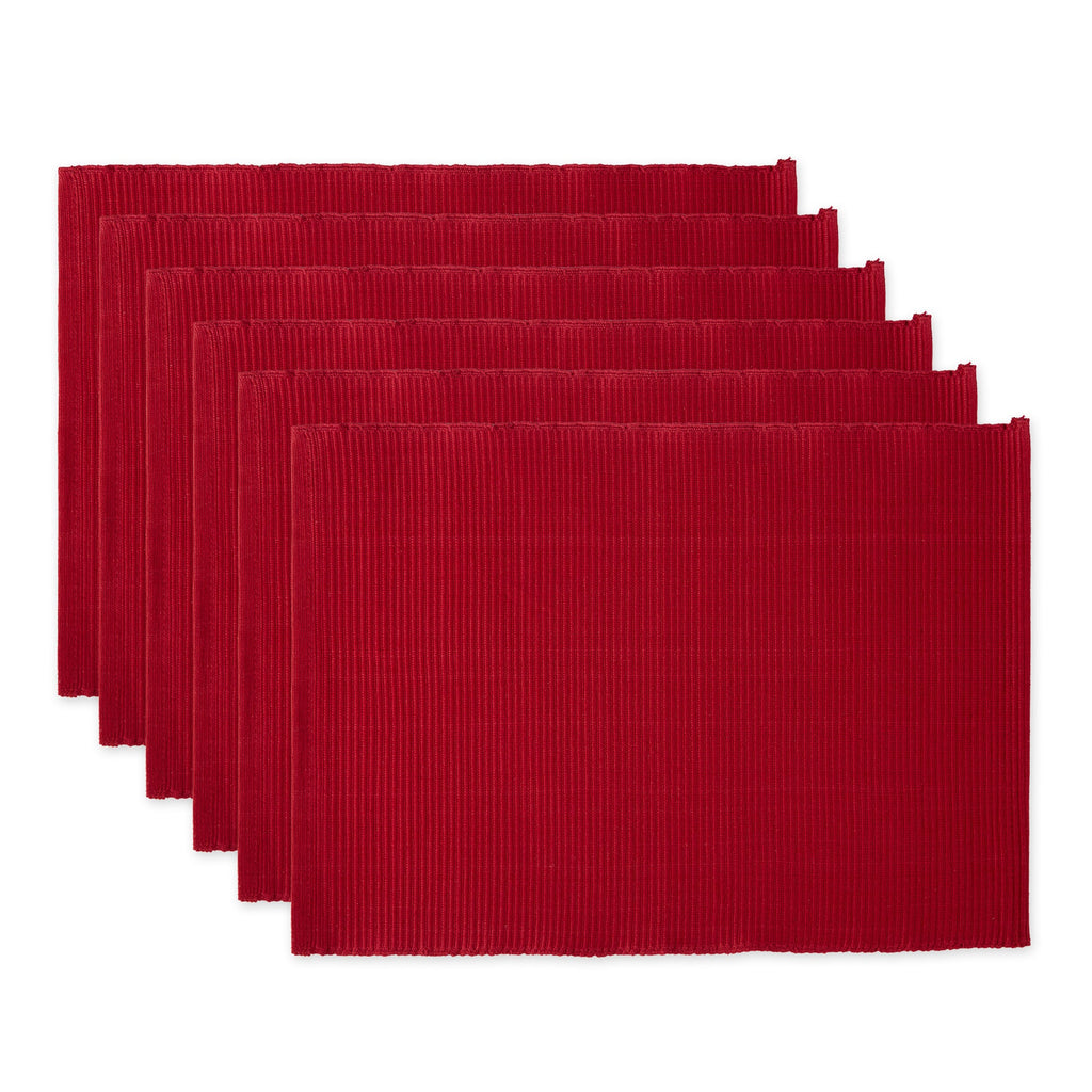 Cardinal Red Everyday Ribbed Placemat Set/6