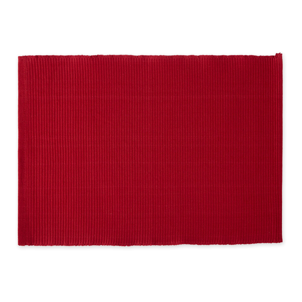Cardinal Red Everyday Ribbed Placemat Set/6