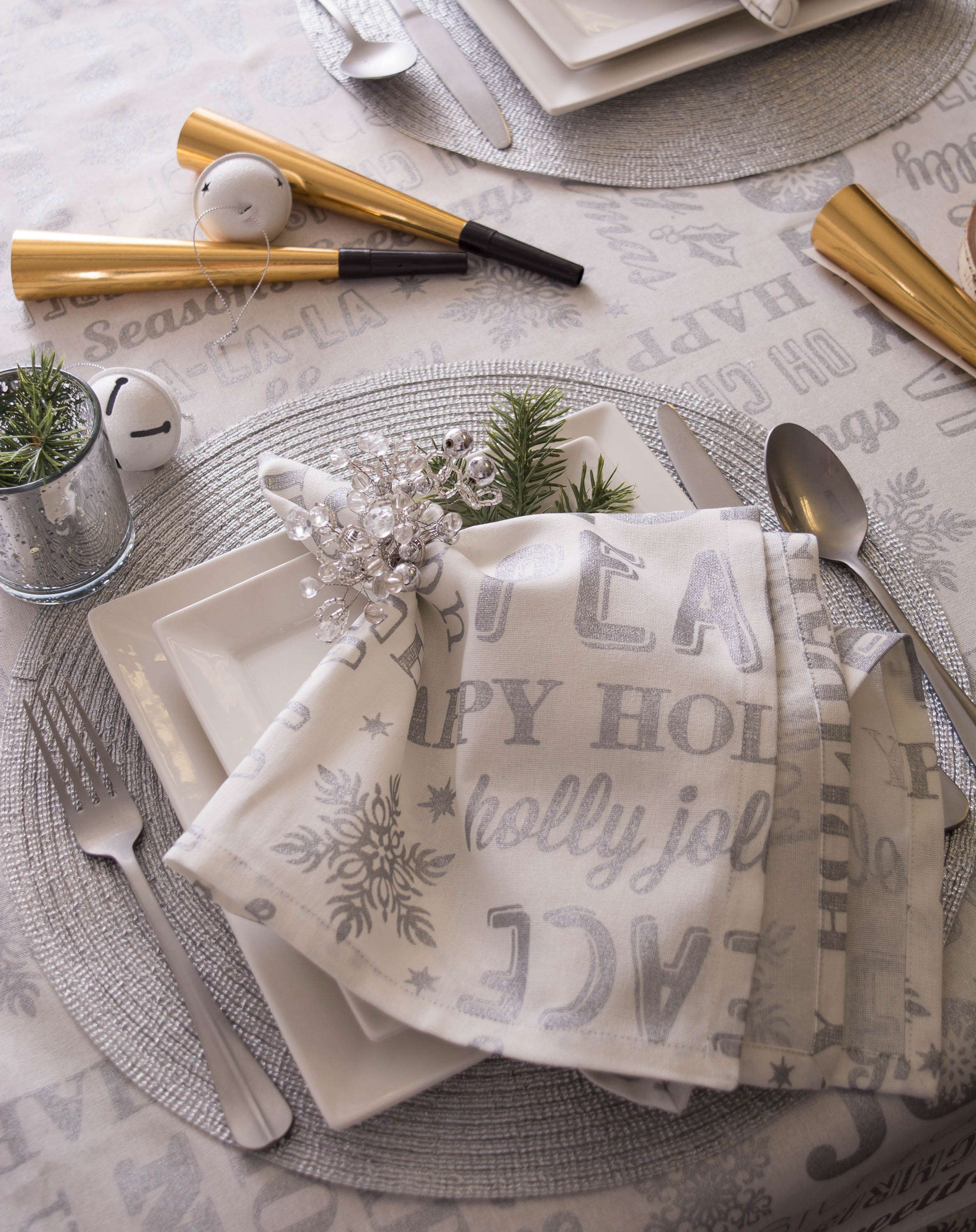 Gold Multibead Napkin Ring Set of 6