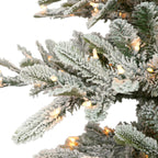 7.5 ft Pre-lit Aspen Fir Flocked Artificial Christmas Tree with Clear Lights &l Metal Stand
