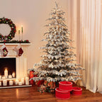 7.5 ft Pre-lit Aspen Fir Flocked Artificial Christmas Tree with Clear Lights &l Metal Stand