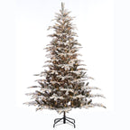 7.5 ft Pre-lit Aspen Fir Flocked Artificial Christmas Tree with Clear Lights &l Metal Stand