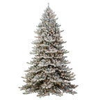 7.5 ft Pre-lit Flocked Royal Majestic Fraser Fir Artificial Christmas Tree with 600 UL Clear Lights Sure-Lit Pole® Metal Stand