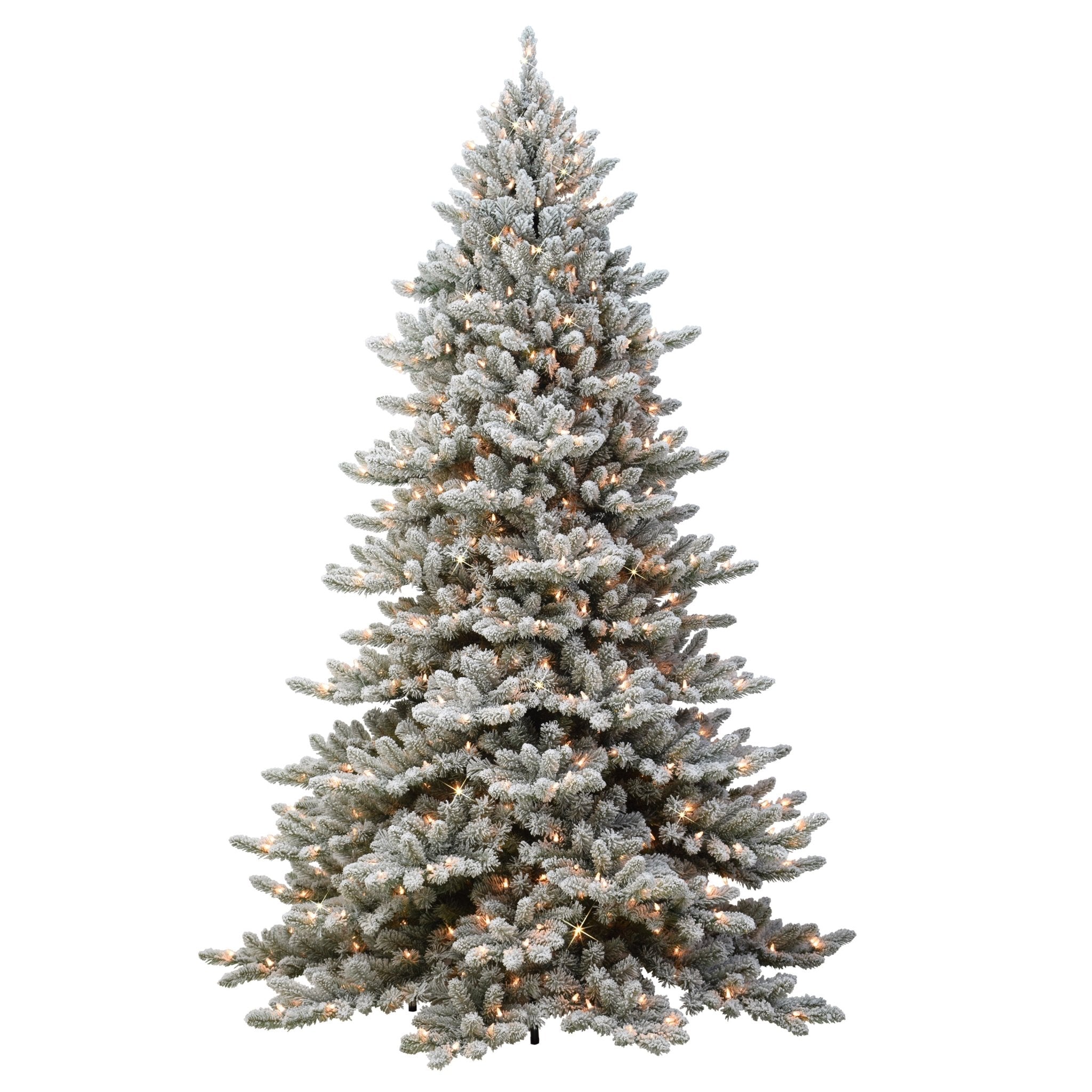 7.5 ft Pre-lit Flocked Royal Majestic Fraser Fir Artificial Christmas Tree with 600 UL Clear Lights Sure-Lit Pole® Metal Stand