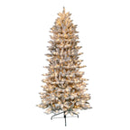 7.5 ft Pre-lit Flocked Slim Fraser Fir Artificial Christmas Tree with Clear Lights & Metal Stand