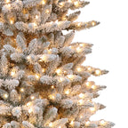7.5 ft Pre-lit Flocked Slim Fraser Fir Artificial Christmas Tree with Clear Lights & Metal Stand