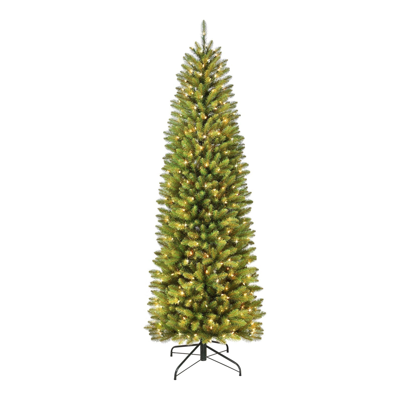 7.5 ft Pre-lit Fraser Fir Pencil Tree Artificial Christmas Tree with Clear Lights & Metal Stand
