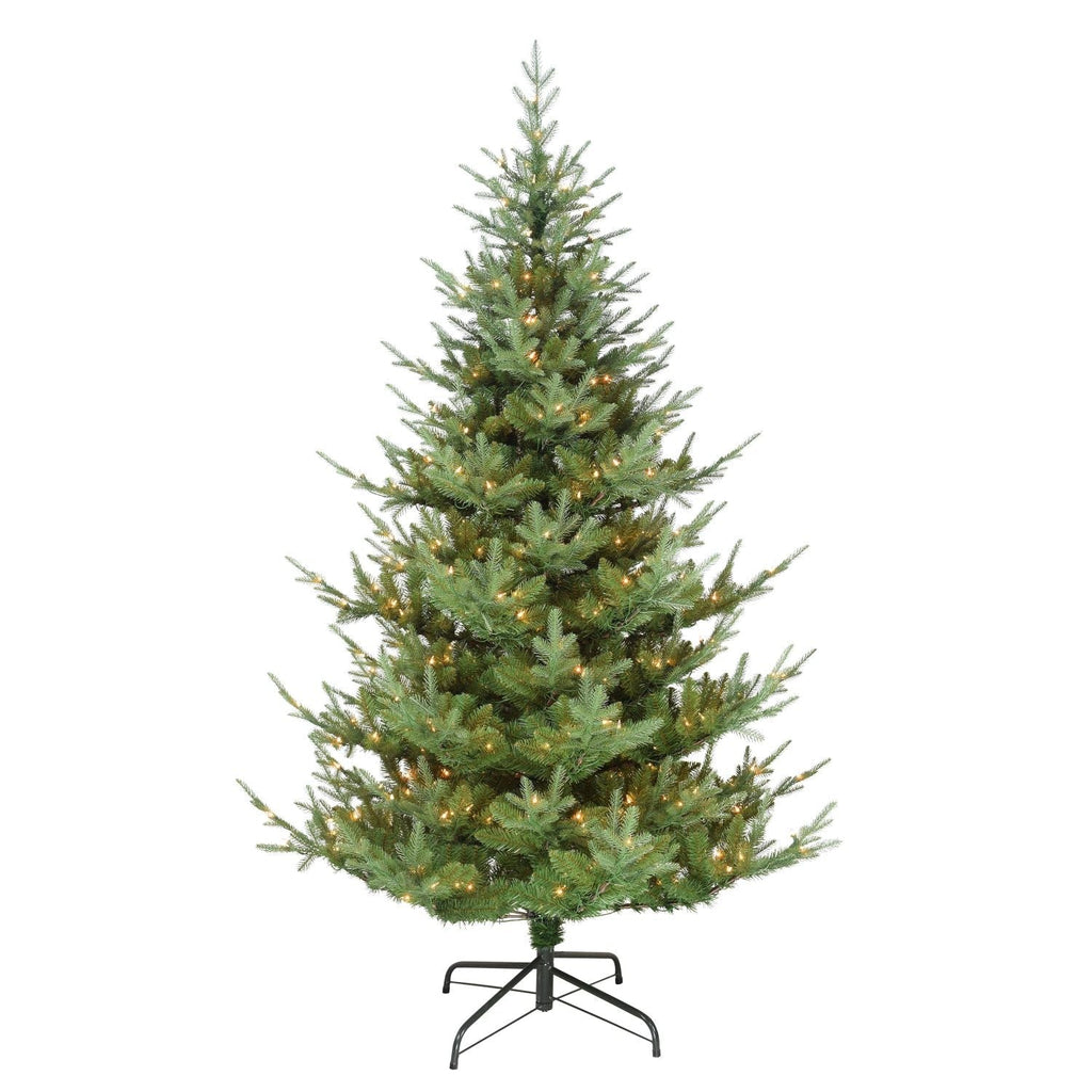 7.5 ft Pre-lit Hillside Spruce Artificial Christmas Tree with 450 Ul Clear Lights Metal Stand - Green