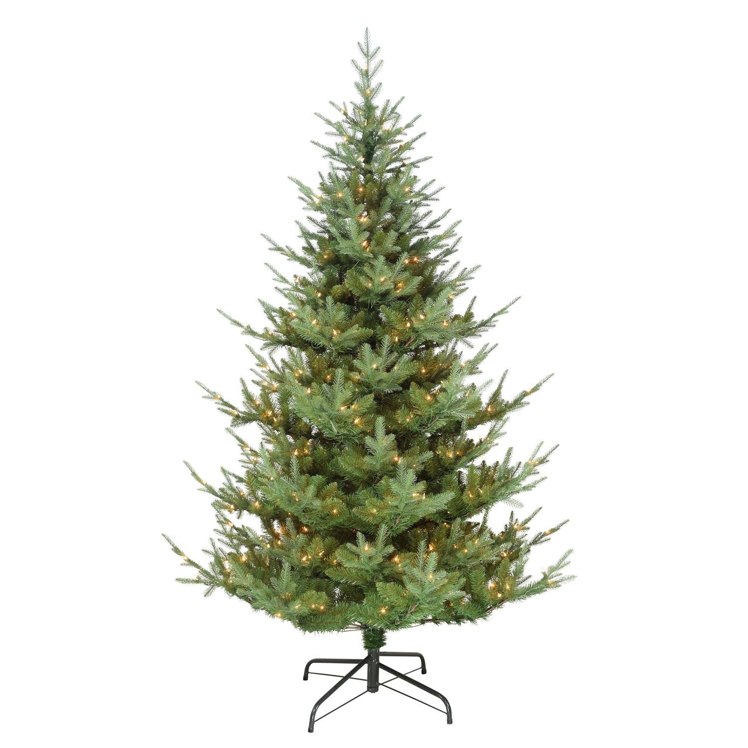 7.5 ft Pre-lit Hillside Spruce Artificial Christmas Tree with 450 Ul Clear Lights Metal Stand - Green