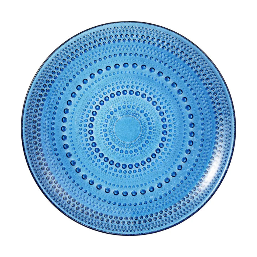 Glass Hobnail Dark Blue Dinner Plates, Set of 4