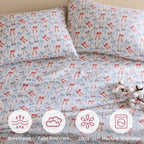 Happy Bows 100% Cotton Flannel Pigment Printed Sheet Set