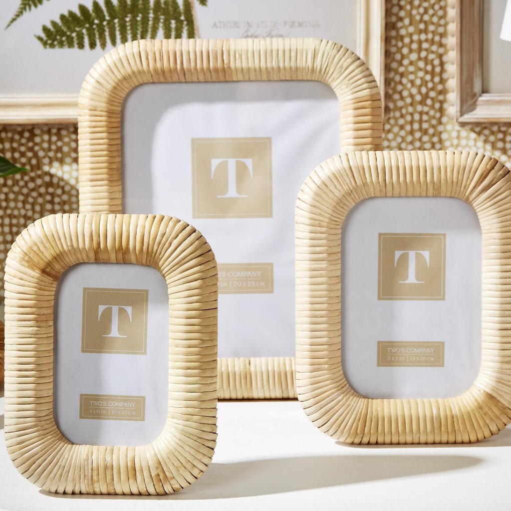 Woven Rattan Photo Frame Incl 2 Sizes, Set of 2