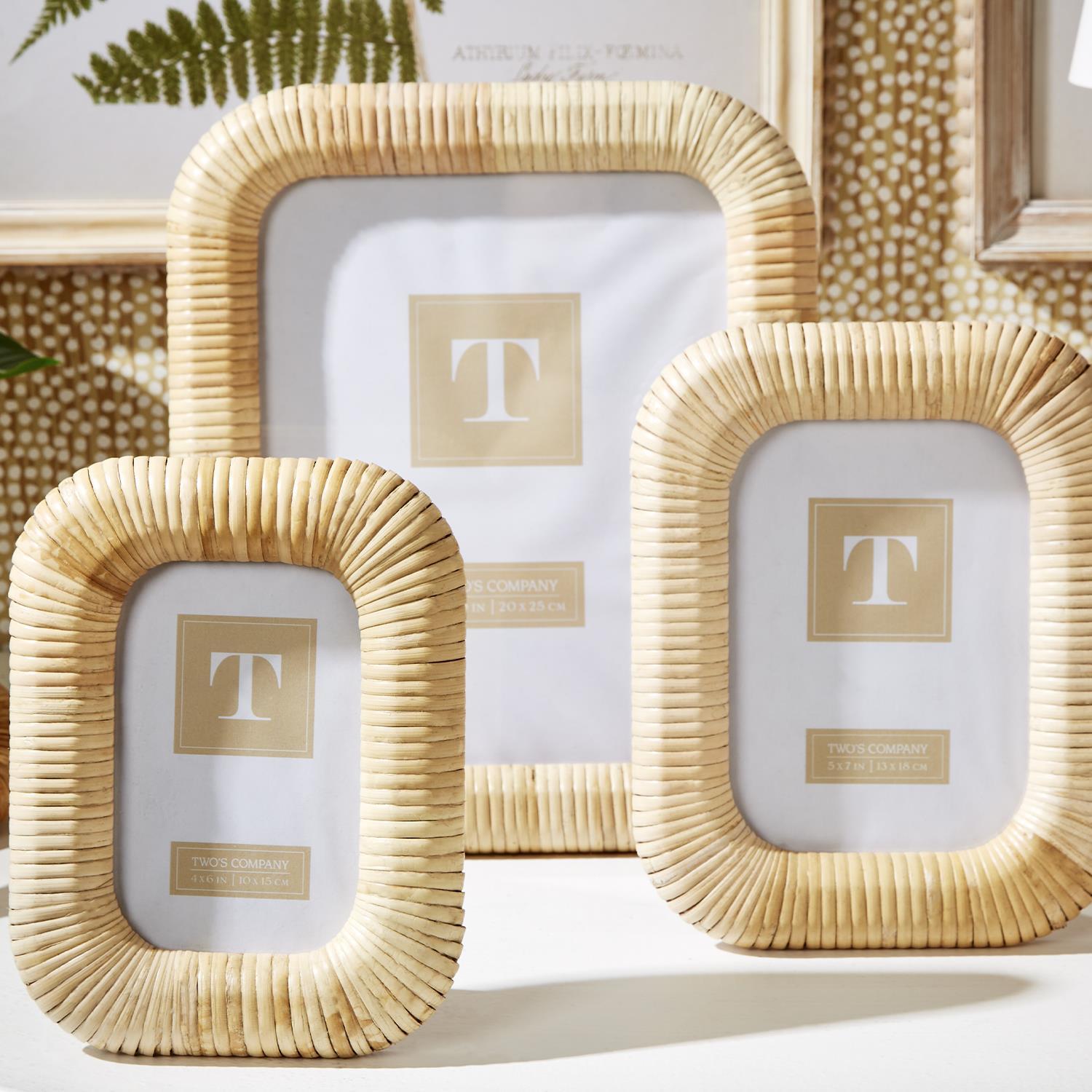 Woven Rattan Photo Frame Incl 2 Sizes, Set of 2
