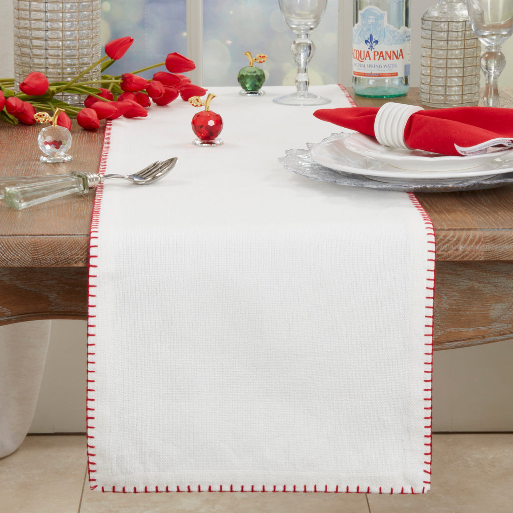 Whip Stitched Design Cotton Table Runner