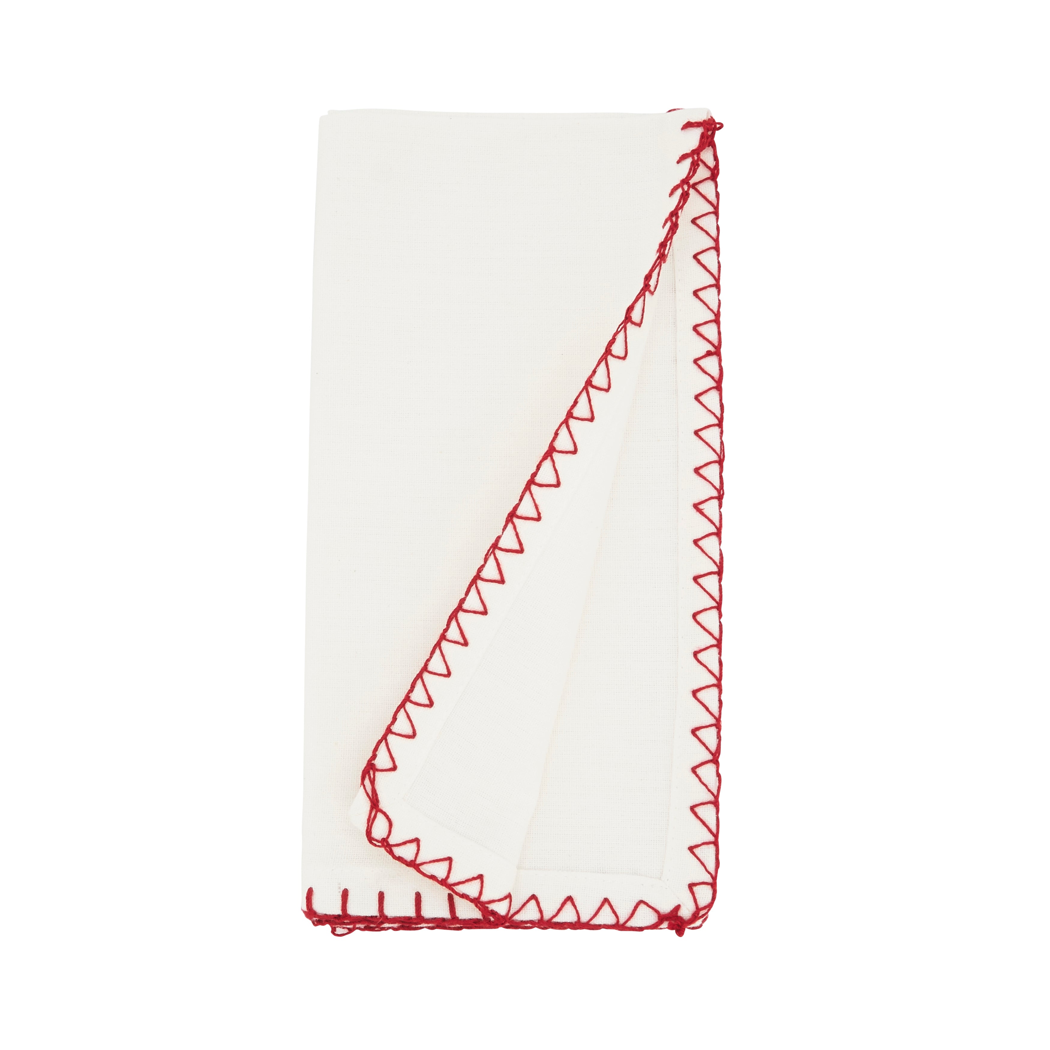 Celena Collection Whip Stitched Design Cotton Dinner Napkin, Set of 4