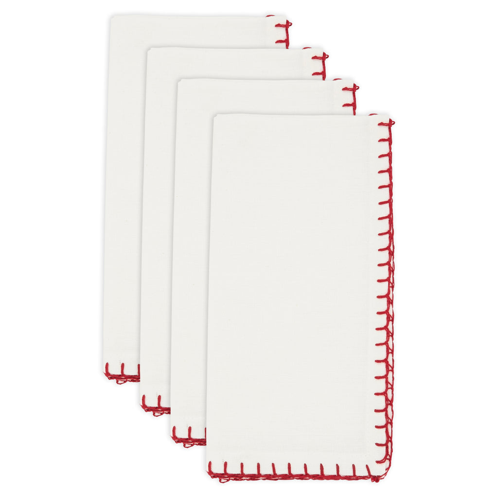 Celena Collection Whip Stitched Design Cotton Dinner Napkin, Set of 4