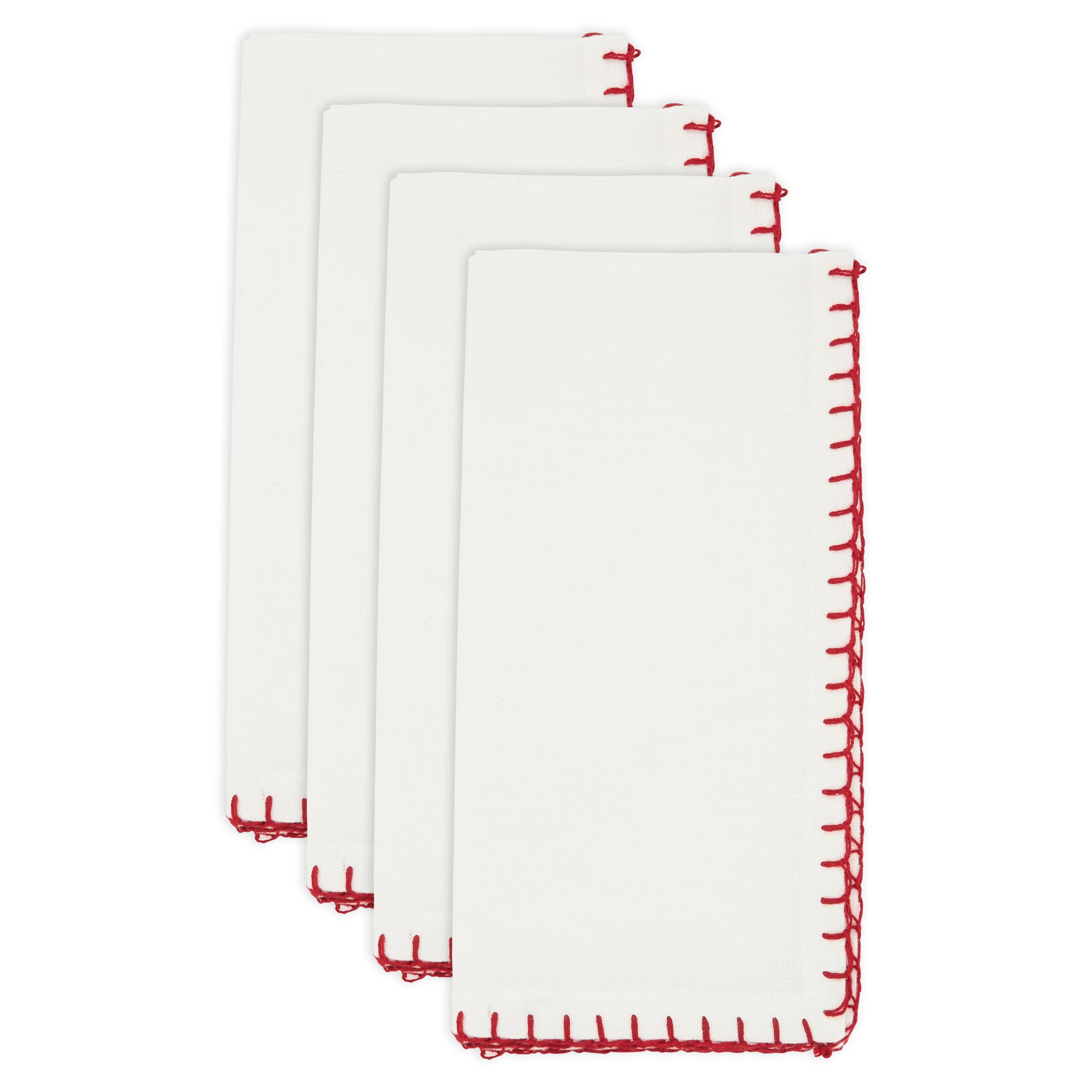 Celena Collection Whip Stitched Design Cotton Dinner Napkin, Set of 4