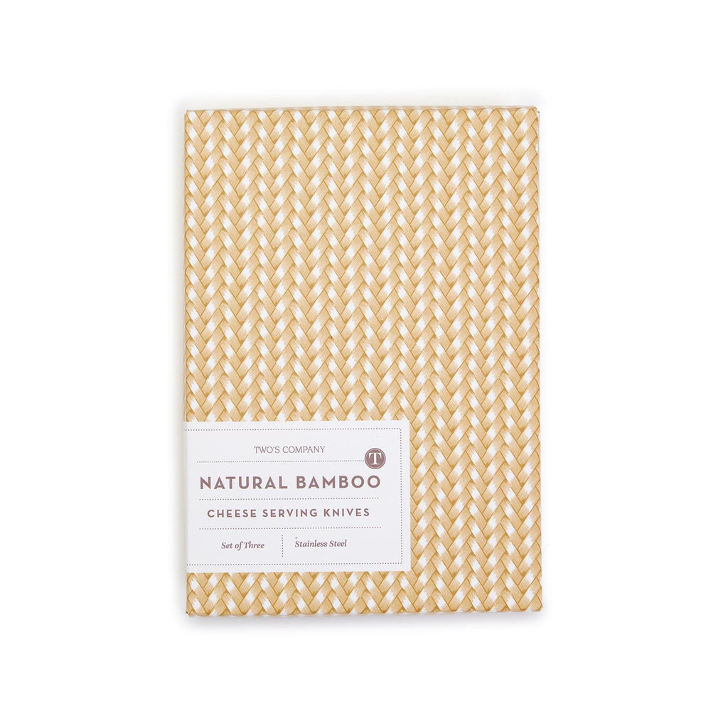 Natural Bamboo Handle Cheese Knives in Gift Box, Set of 3