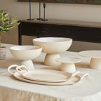 Aluminum Tray with Handle in Cream, 16 x 9.5 in