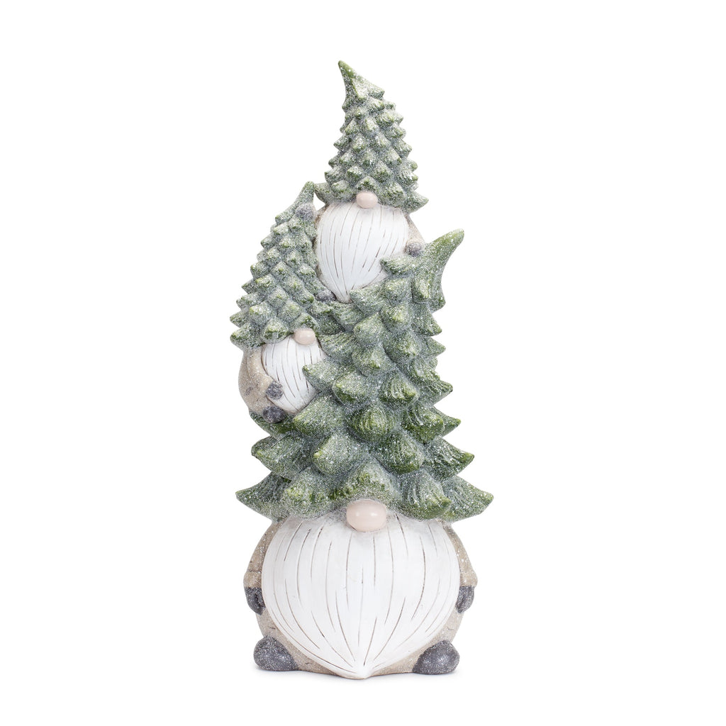 Stone Holiday Gnome Stack with Pine Tree Hat 23.25