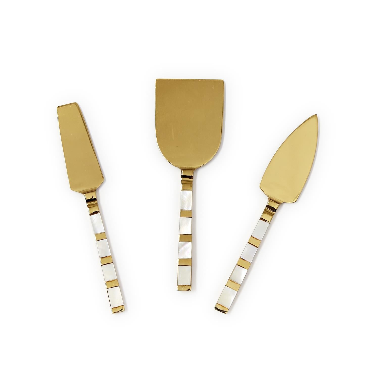 Mother of Pearl Cheese Knives in Gift Box, Set of 3