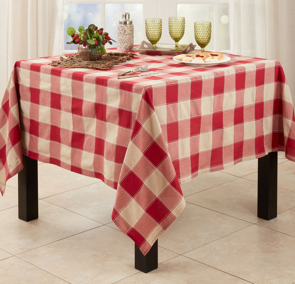 Stitched Plaid Tablecloth