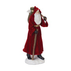 Flocked Santa Figurine with Hood and Staff, Set of 2