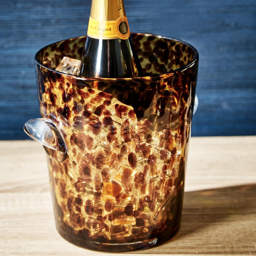 Tortoise Print Ice Bucket - Glass