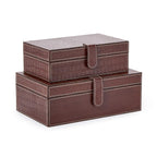 Genuine Leather Reptile Pattern Storage Boxes, Set of 2