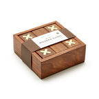 2-in-1 Game Set in Hand-Crafted Storage Box Includes Tick-Tac-Toe and Solitaire