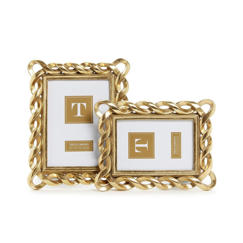 Gold Ribbon Photo Frame Incl 2 Sizes, Set of 2